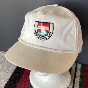 Vintage Town Talk Horseshoe Bay sailing patch rope hat 100% wool